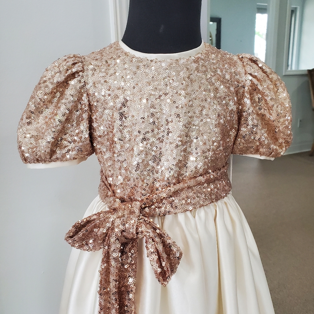 Girls holiday sequin and satin dress